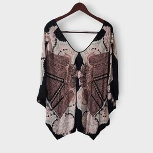 Victoria's Secret Butterfly Poncho Coverup Abstract Paisley Beaded XS/S NWT